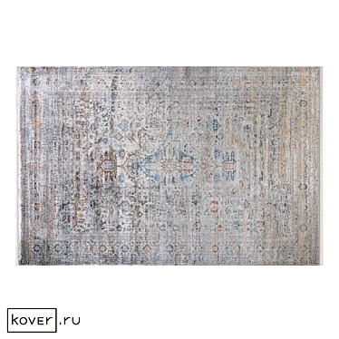 Floral Silk Blend Modern Rectangular Rug 3D model image 1 