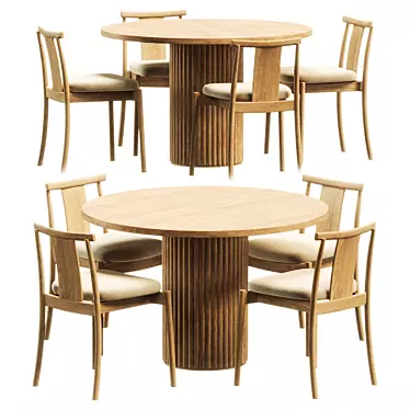 Sleek Gilta Pedestal Dining Set 3D model image 1 