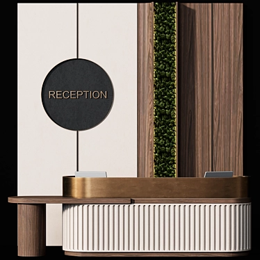 Moss-Embedded Reception Desk Stand 3D model image 1 