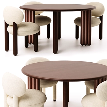 (OM) Noom Dining Table Flock Chair Flock Set