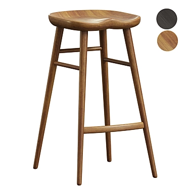 Rustic Chic Solid Wood Stool 3D model image 1 