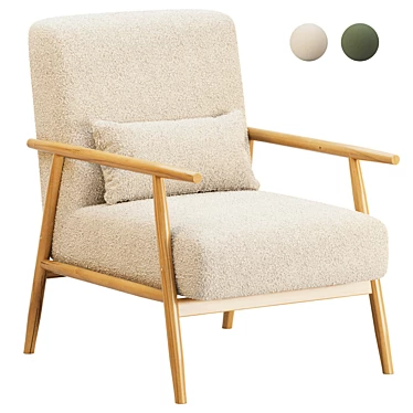 Alpine Spindle Boucle Wooden Arm Accent Chair