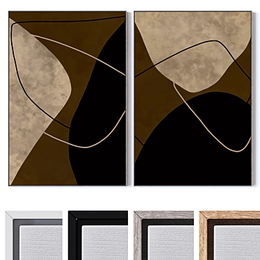 Customizable Wall Art Set with Texture Effects 3D model image 1 