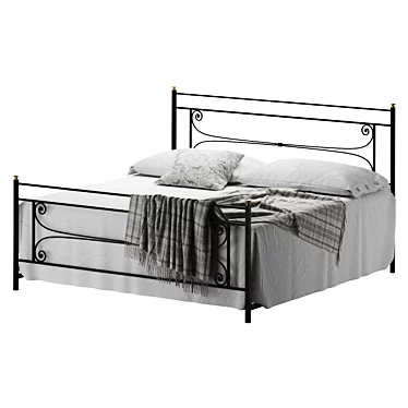 Evelyn Handcrafted Wrought Iron Bed 3D model image 1 