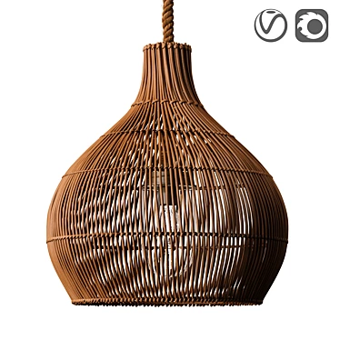 Hanging lampshade made of natural rattan - MYRLEEN