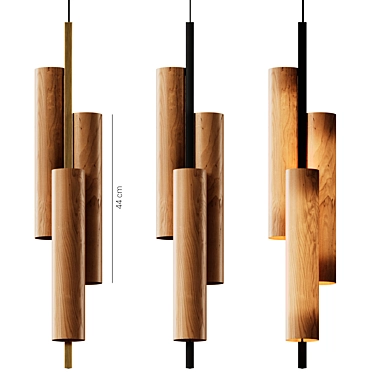  Handcrafted Wood Pendant Lamp 3D model image 1 