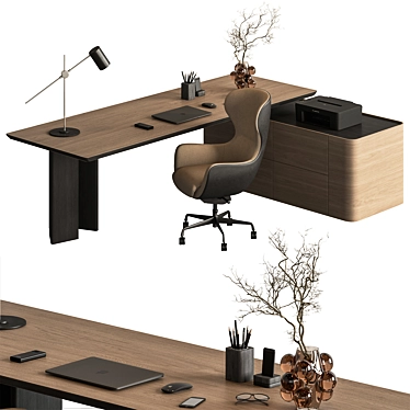 Modern Home Office Furniture Set 3D model image 1 