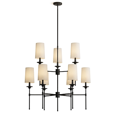 Emily Metal Chandelier, Cream Shades 3D model image 1 