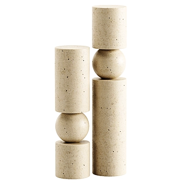 Elegant Fulcrum Travertine Candlestick 3D model image 1 