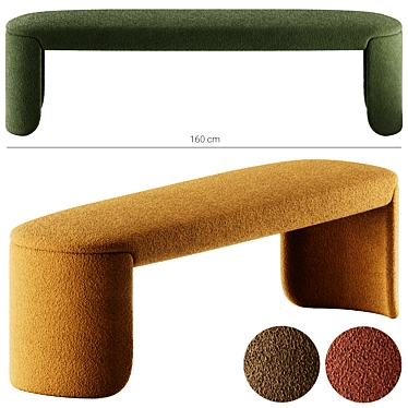 Elegant Petal Fabric Bench 3D model image 1 