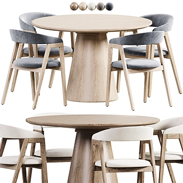 Scandi Round Dining Set Ash 3D model image 1 