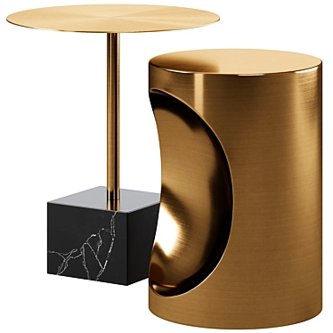 Modern Metal Side Tables Duo 3D model image 1 