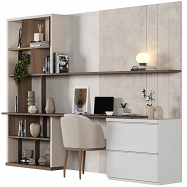 Modern Wood Home Office Furniture 3D model image 1 