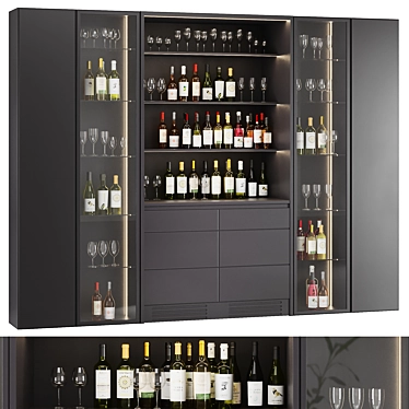 Modern Bar Cabinet Set3 Home 3D model image 1 