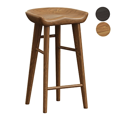 Handcrafted Walnut Carved Bar Stool 3D model image 1 