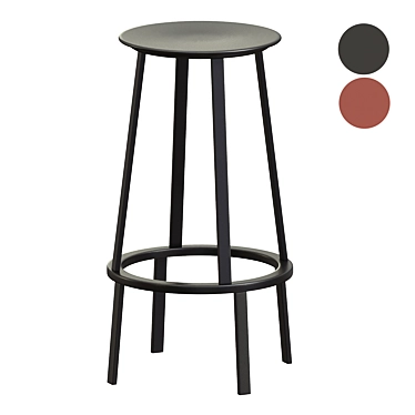 Rotatable Black Bar Stool 3D model image 1 