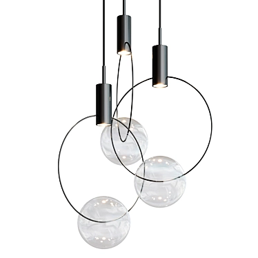 Elegant Blown Glass Pendant Lamp 3D model image 1 