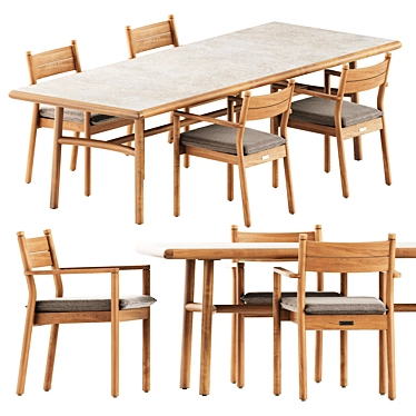  Apache Chair & Ukiyo Dining Table Set 3D model image 1 