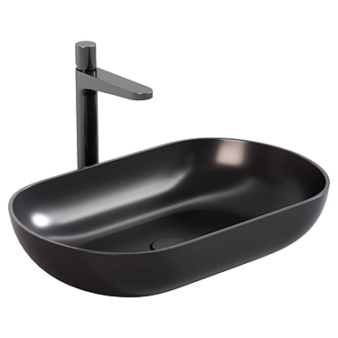 54 cm Quartz Black Countertop Washbasin 3D model image 1 