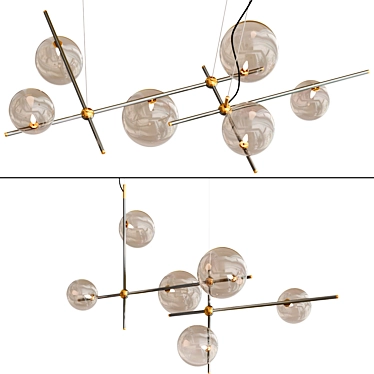 Elegant Glass Steel Pendant Lamp 3D model image 1 