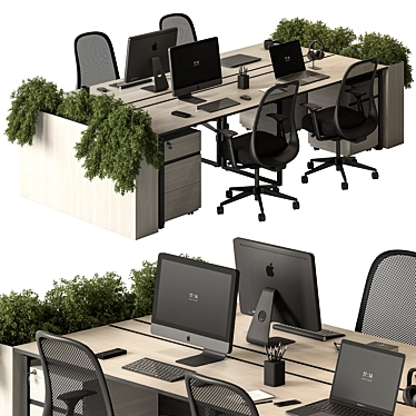 Modern Office Employee Furniture Set 3D model image 1 