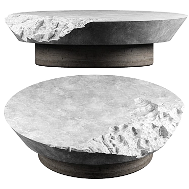 Custom Stone and Wood Coffee Table 3D model image 1 