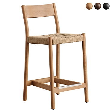 Yalia Roped Oak Bar Stool 3D model image 1 