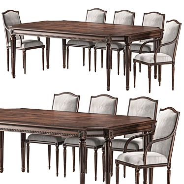 Modern Artistic Table & Chairs 3D model image 1 