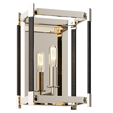 Leather Accent Steel Sconce 3D model image 1 