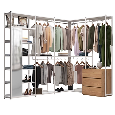 Corner Clothes Rack for Store 3D model image 1 