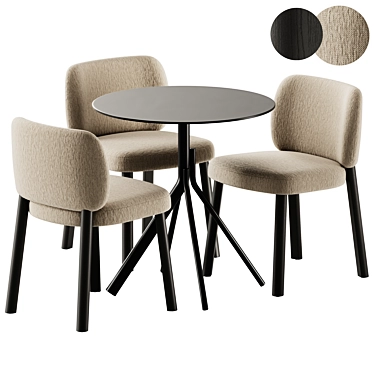 Modern Fabric Chair & Steel Table 3D model image 1 