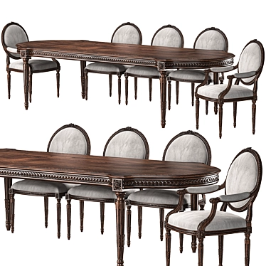 Elegant Louis Table Chair Set 3D model image 1 