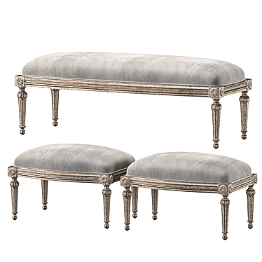 Ebanista Baladin Bench Set 3D model image 1 