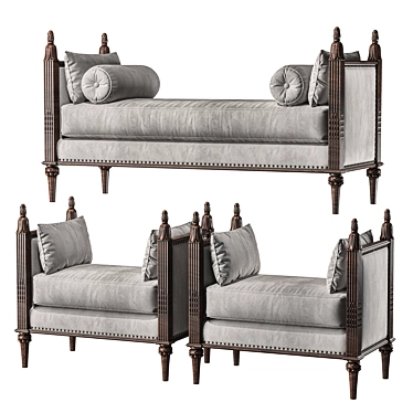 Ebanista Villandry Upholstered Bench 3D model image 1 