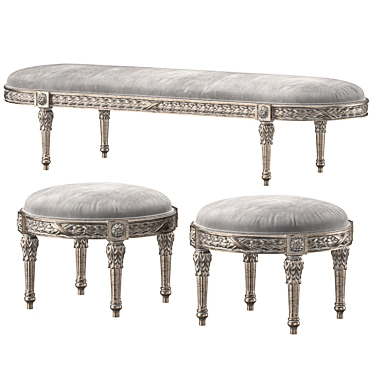 Elegant Curved Bench Sculpture 3D model image 1 