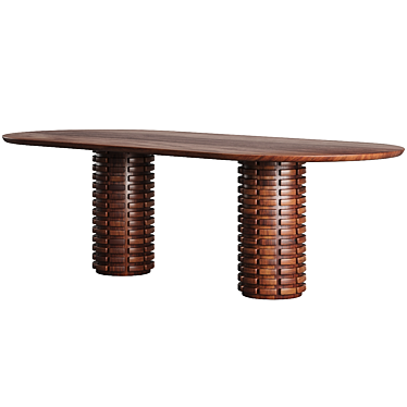 African-Inspired Oval Dining Table 3D model image 1 