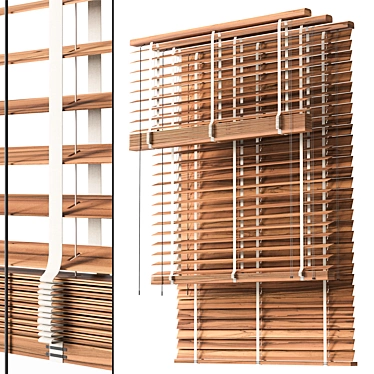 Modern Wooden Blinds Set 29 3D model image 1 