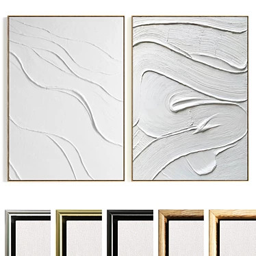 Minimalistic Plaster Photo Frame Set 3D model image 1 