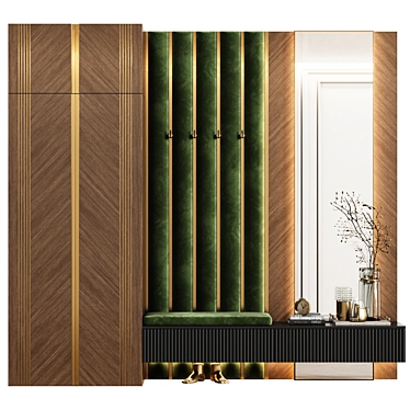 Hallway in Art Deco style 21 (hooks, shoe rack, mirror)