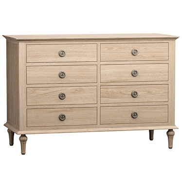 Rustic Oak 8-Drawer Dresser 3D model image 1 