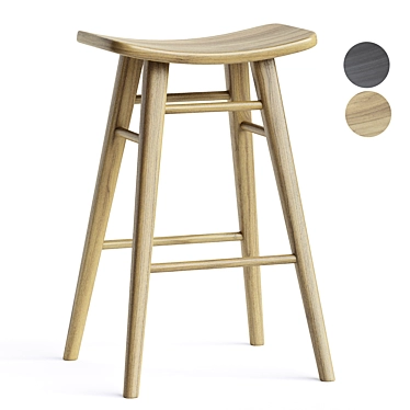 Rustic Oliver Timber Barstool 3D model image 1 