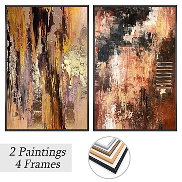 Gallery Art Set with Frames 3D model image 1 