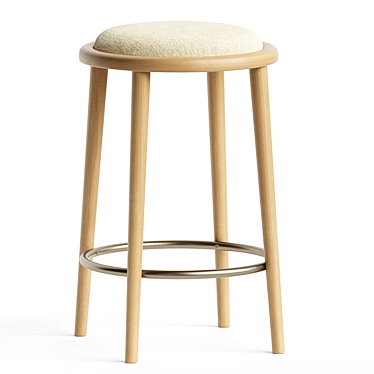 Luxury Oak Boucle Bar Stool 3D model image 1 