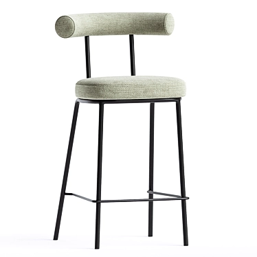 Sophisticated Green Tweed Counter Stool 3D model image 1 