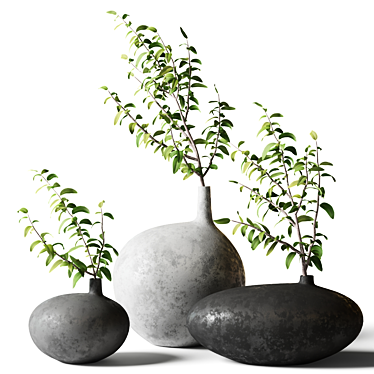 Serenity Grey Vase Greenery 3D model image 1 