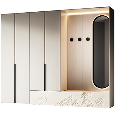 Entryway Furniture Composition in 3 Finishes 3D model image 1 