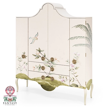 Fantasy Four-Door Fleur De Lis Cabinet 3D model image 1 