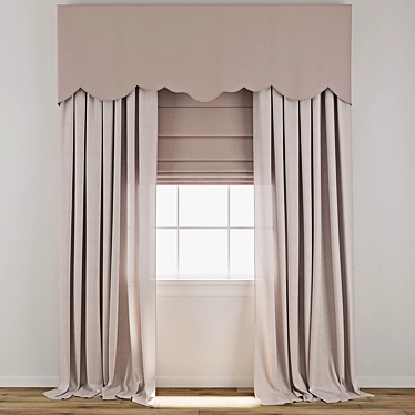 Modern Curtain Model with Textures 3D model image 1 