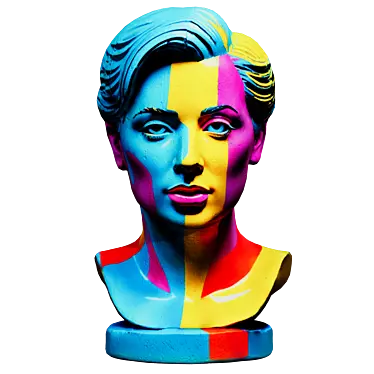 Pop Art Style Female Bust 3D model image 1 