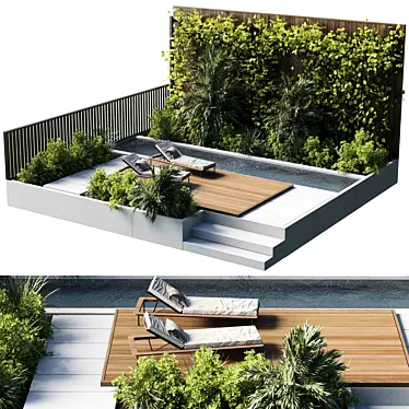 Poolside Oasis with Outdoor Furnishings 3D model image 1 